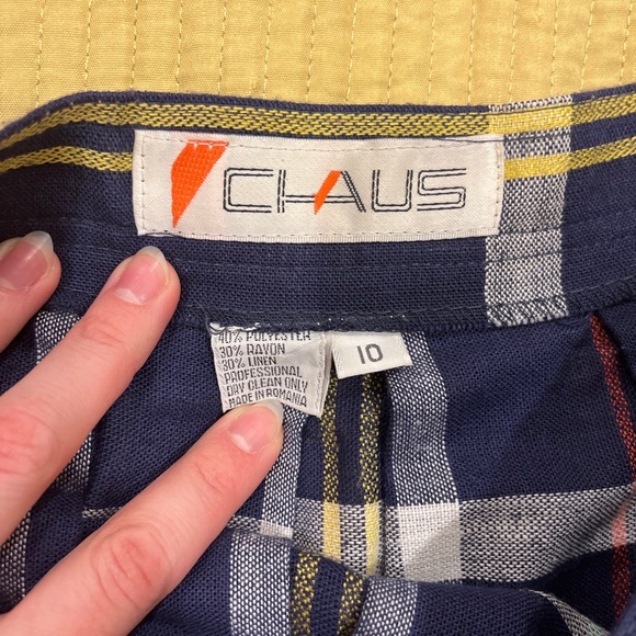 Chaus Vintage Romania Plaid Woven Skirt Button Coastal Grandma Check 10 - Picture 5 of 7